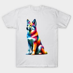 Colorful Abstract Chinook Dog Artistic Splash Portrait T-Shirt